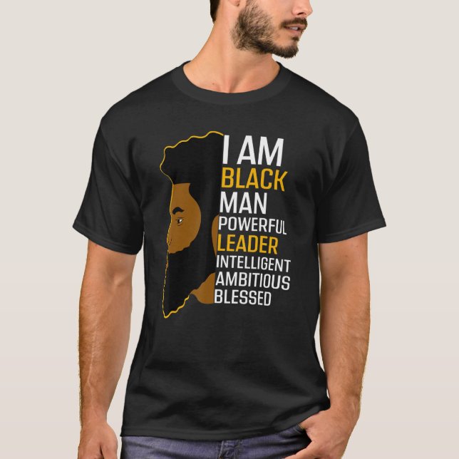 Jag är Black Man Powerged Black Kung African T Shirt (Framsida)