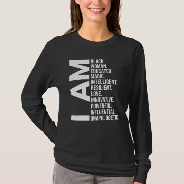 Jag är Black Woman Benice Magic Intelligent  T Shirt (Framsida)