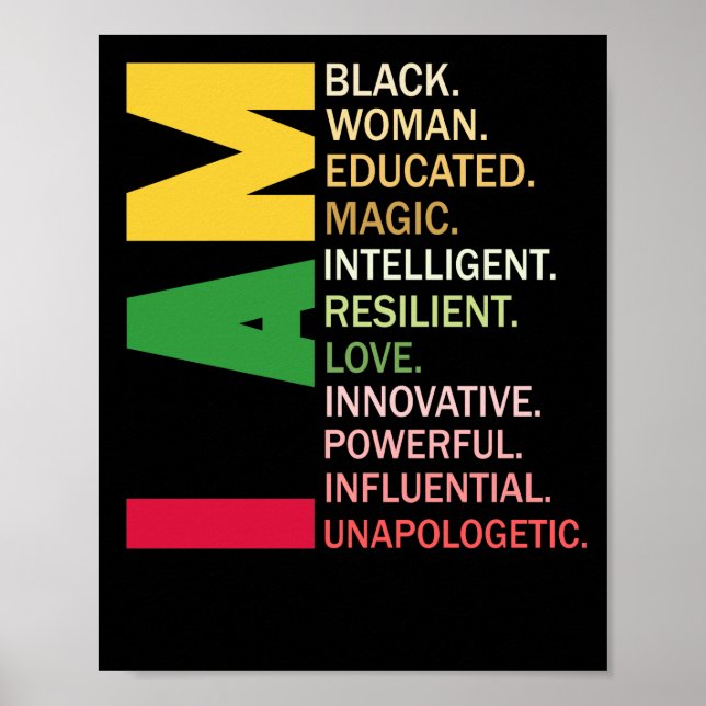 Jag är Black Woman Black History Month Educated Poster (Framsidan)