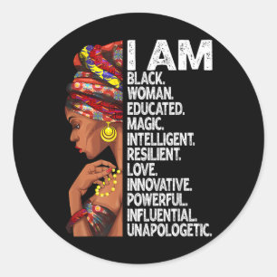 Jag är Black Woman Educated Black History Month Bl Runt Klistermärke