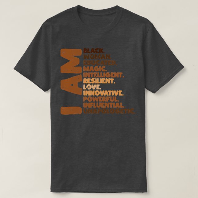 Jag är Black Woman Melanin Afrika Pride T Shirt (Design framsida)