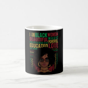 Jag är Black Woman Vacker, kraftfull svart histor Kaffemugg