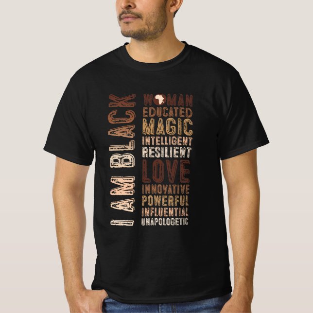 Jag är Black Women Educic Intelligent T Shirt (Framsida)