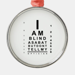 Jag är blind som ett diagram över fladdermus ög julgransprydnad metall