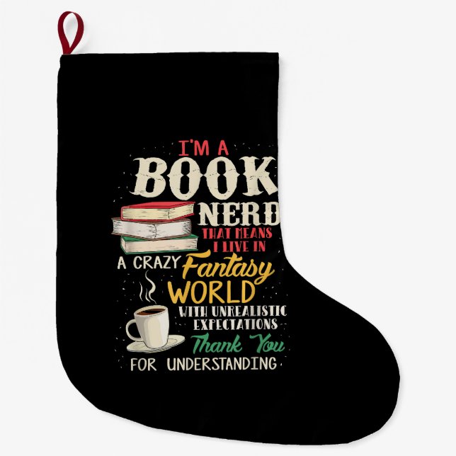 Jag är Bok Nerd - Bok Älskare - Literatur Stor Julstrumpa (Framsidan)