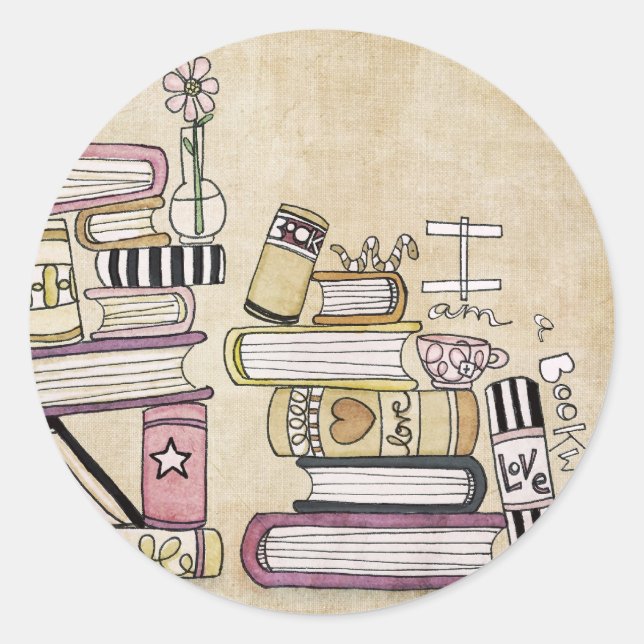 Jag är bokmask runt klistermärke (Framsida)