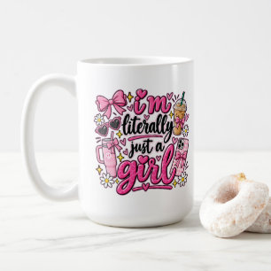 Jag är bokstavligen bara en tjej Rosa estetisk kon Kaffemugg