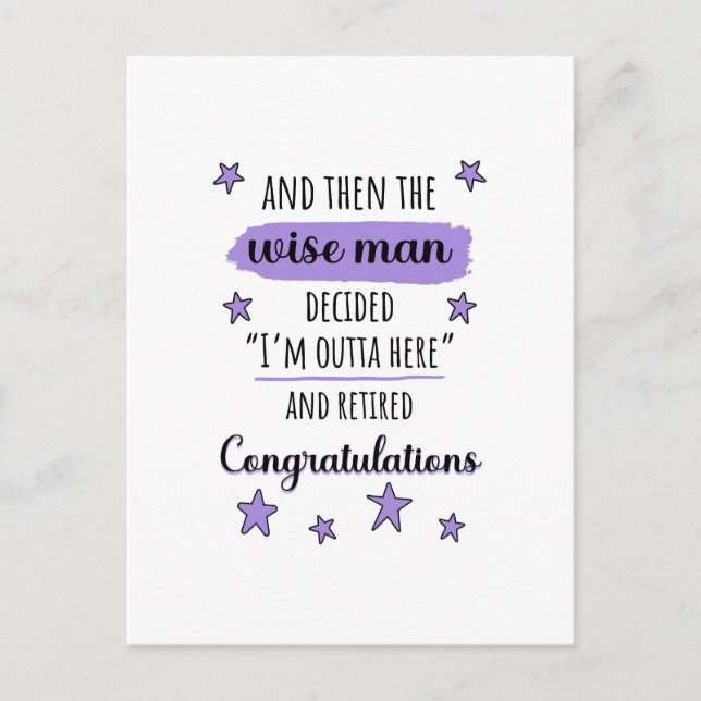 "Jag är borta härifrån" Rolig pension Vykort (Framsida)