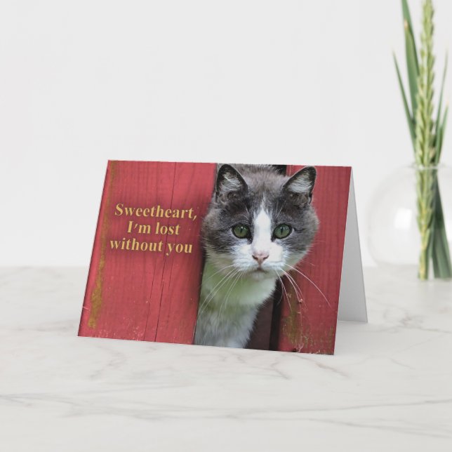 Jag är Borttappad utan dig, Cute Cat Kort (Framsida)