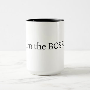 "Jag är BOSSEN" Minimalistisk svart-vit kaffekopp