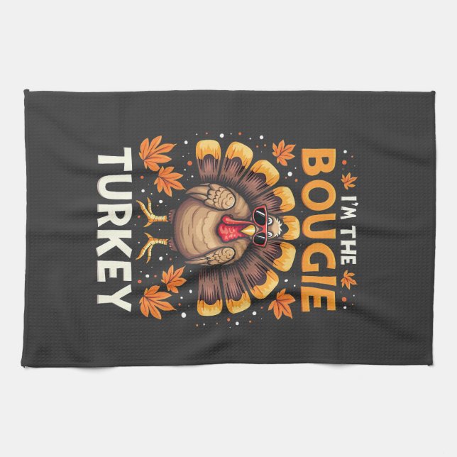 Jag är Bougie Turkey Funny Thanksgiving Sassy Kökshandduk (Horisontell)