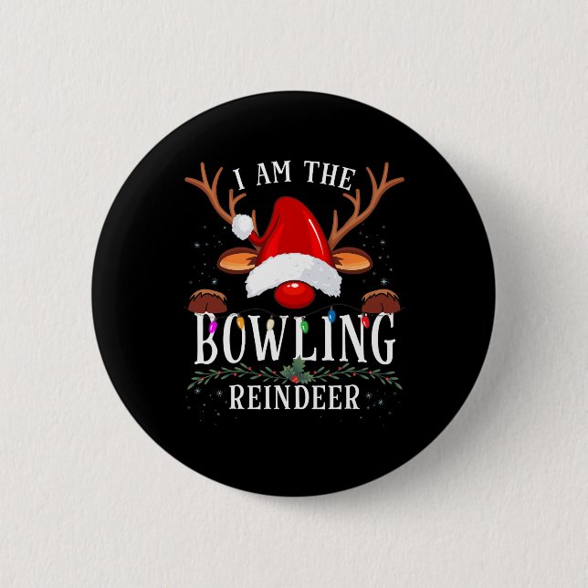 Jag är Bowling Reindeers julfamilj Knapp (Framsida)