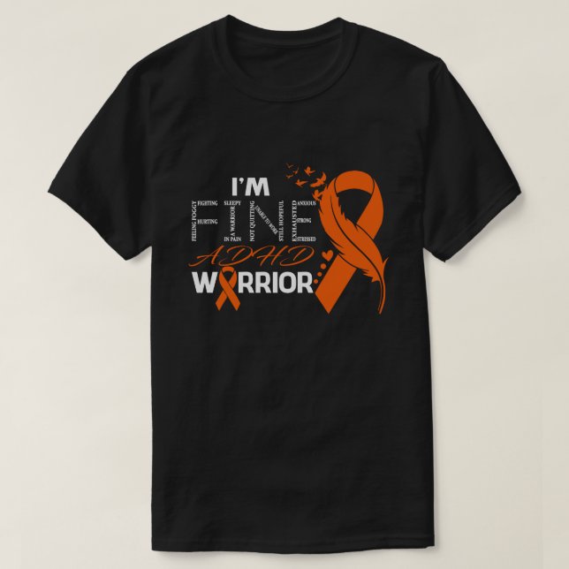 Jag är Bra ADHD Warrior Awareness Feather T Shirt (Design framsida)