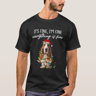 Jag är Bra allt är Bra Basset Hund Jul T Shirt