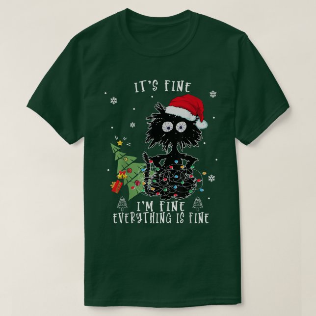 Jag är Bra Allt är Bra svarta katter christmas f T Shirt (Design framsida)