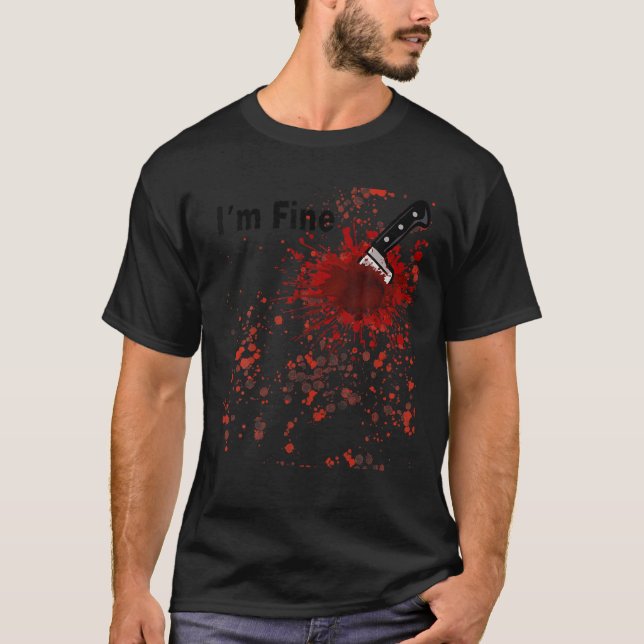 Jag är Bra Bloody Knivar Blood Halloween fest Cost T Shirt (Framsida)