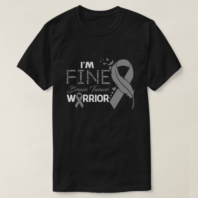 Jag är Bra Brain Tumor Warrior Awareness Feather T Shirt (Design framsida)