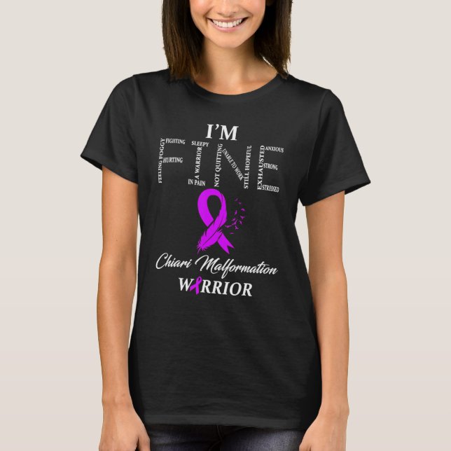 Jag är Bra Chiari Malformation Warrior Feather Rib T Shirt (Framsida)