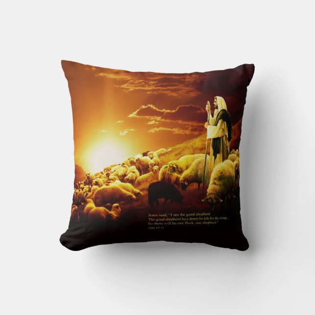 "Jag är bra herde. John 10:11 Pillow Kudde (Framsida)