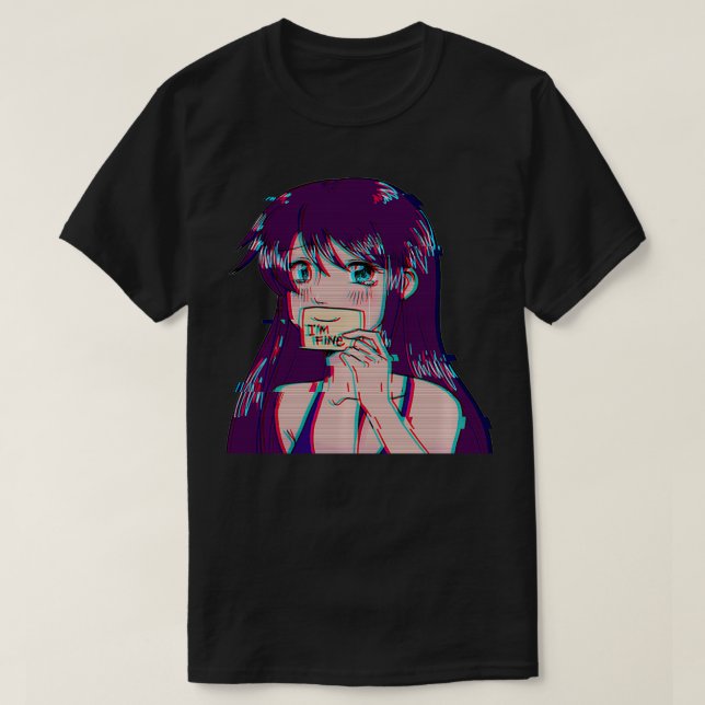 Jag är Bra japansk Vaporwave Ledsen Anime Girl Emo T Shirt (Design framsida)