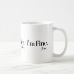 Jag är Bra Ligger Classic 11 oz Ceramic Coffee Mug Kaffemugg<br><div class="desc">Den här klassiska 11 oz-keramiska mugg har ett tyskt och relaterat citat: "Jag är bra. (Liggra)". Perfekt för kaffe älskare med en känsla av humor är detta mugg idealiskt för daglig använda hemma eller på kontoret. Det minsta svarta handskrivna teckensnittet på ett skarpt vitt mugg gör det till en snyggt...</div>