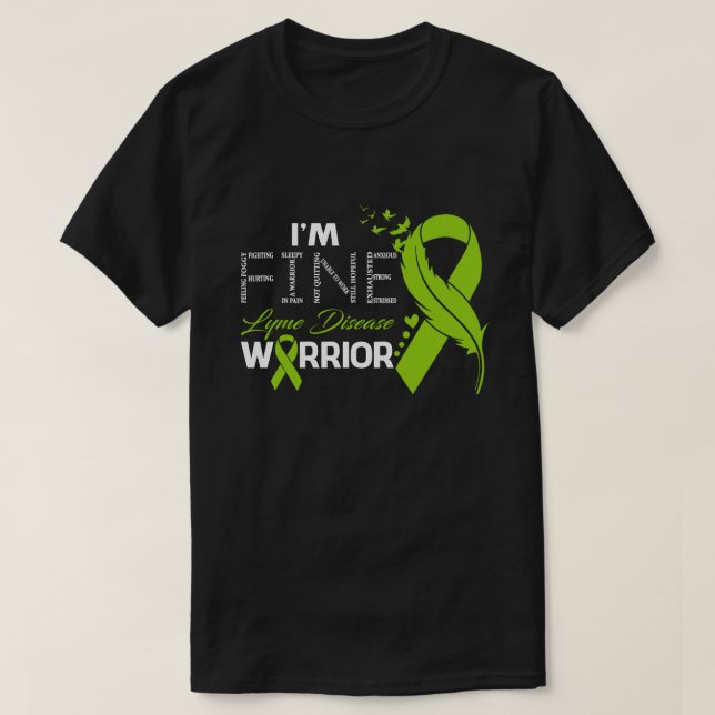 Jag är Bra Lyme Disease Warrior Awareness Feather T Shirt (Design framsida)