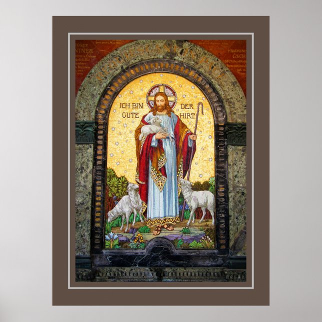 "JAG ÄR BRA SHEPHERD" John 10:11 Mosaic Art Poster (Framsidan)