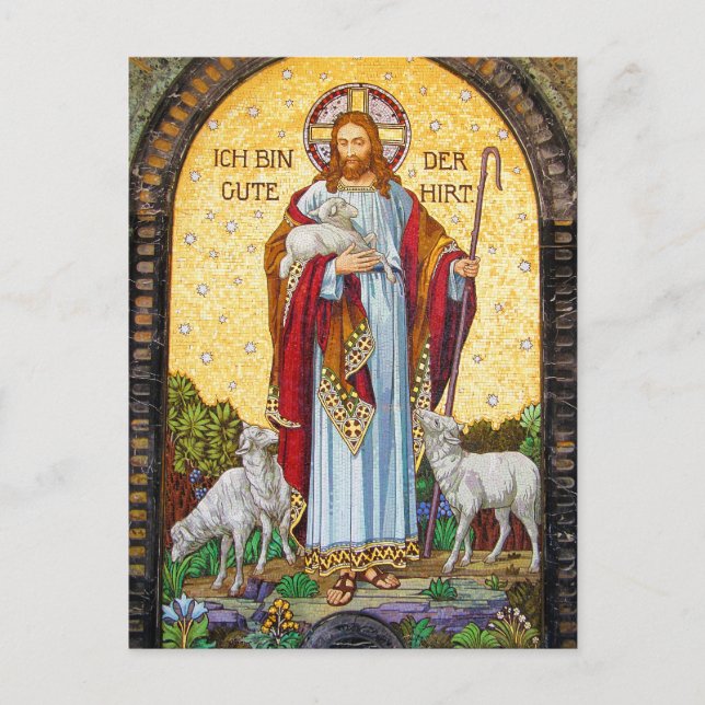 "JAG ÄR BRA SHEPHERD" John 10:11 Mosaic Art Vykort (Framsida)