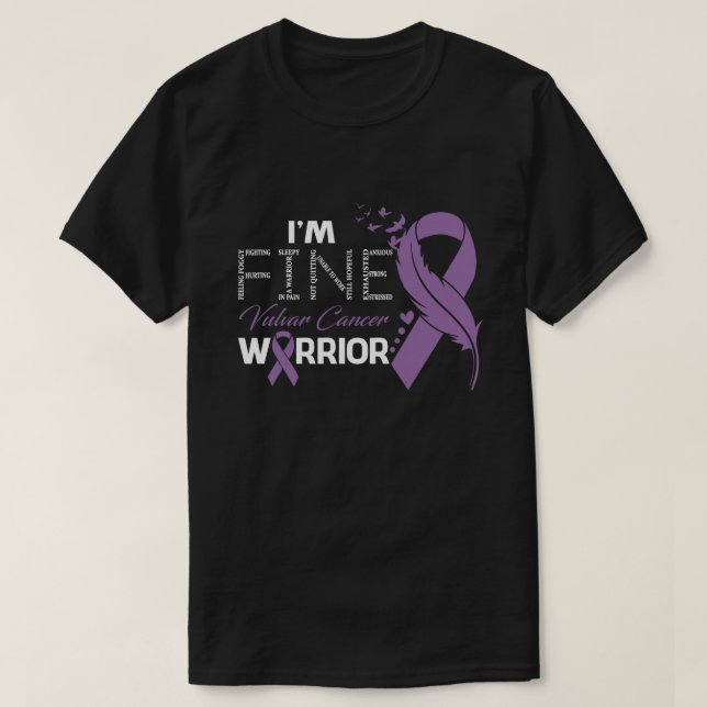 Jag är Bra Vulvar Cancer Warrior Awareness Feather T Shirt (Design framsida)