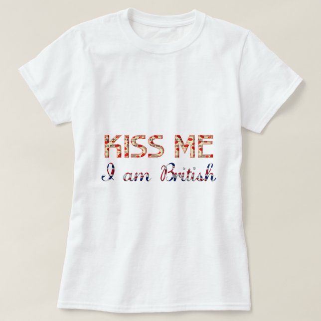 Jag är British Funny Typography Land Flagga T Shirt (Design framsida)