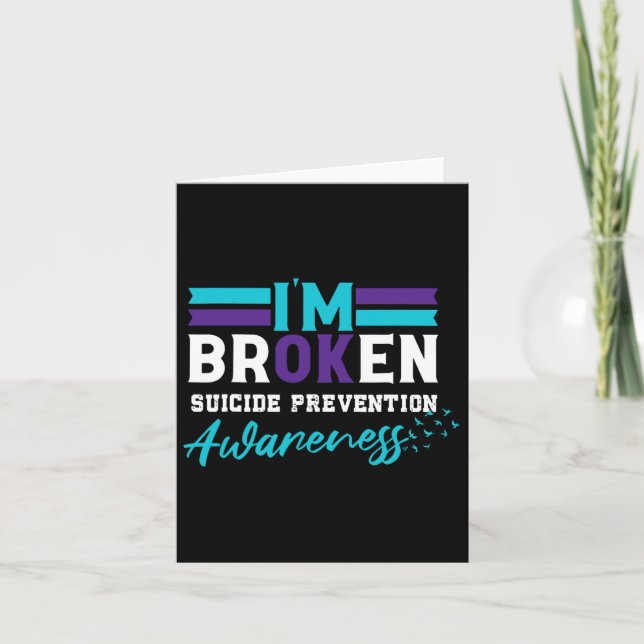 Jag är Broken Suicide Prevention Awareness Purpl Kort (Framsida)