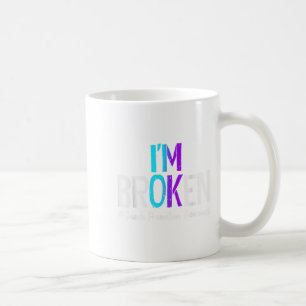 Jag är Broken Teal& Lila Ribbon Suicide Preven Kaffemugg