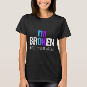 Jag är Broken Teal och Lila Ribbon Suicide Prevent T Shirt