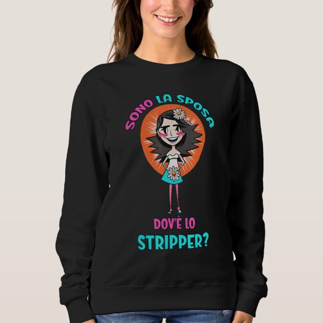 Jag är bruden där striper möhippan är t shirt (Framsida)