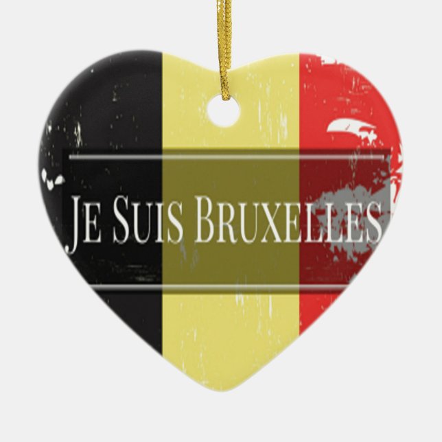 Jag är Bryssel (Je Suis Bruxelles) Julgransprydnad Keramik (Framsidan)