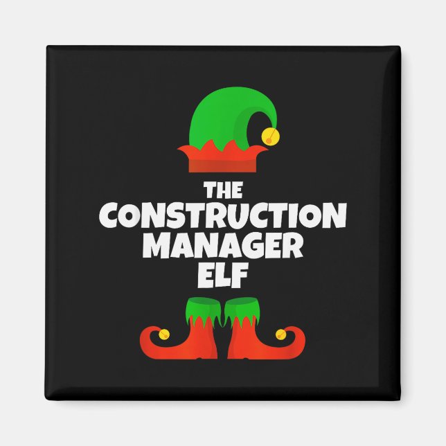 Jag är byggchef Elf familj pyjamas jul Magnet (Framsidan)