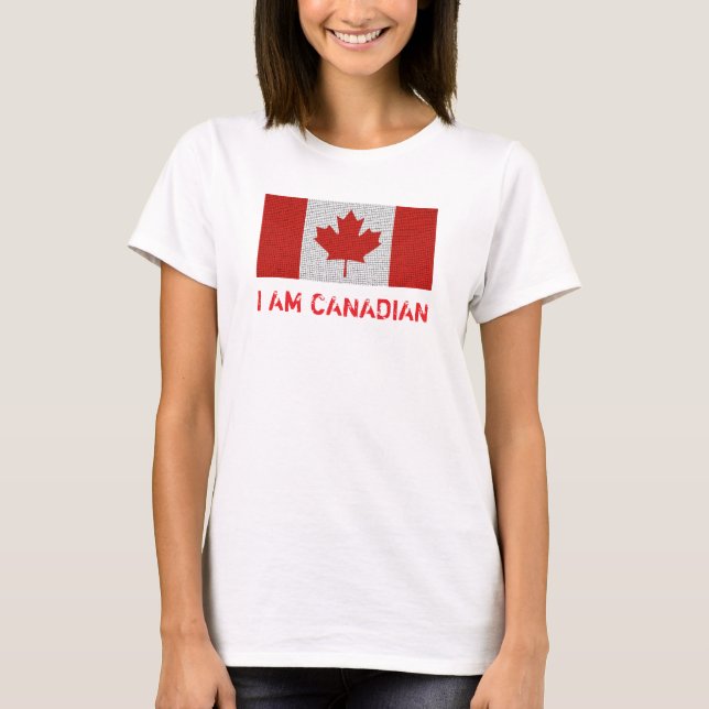 JAG ÄR CANADIAN Flagga Red and White T Shirt (Framsida)