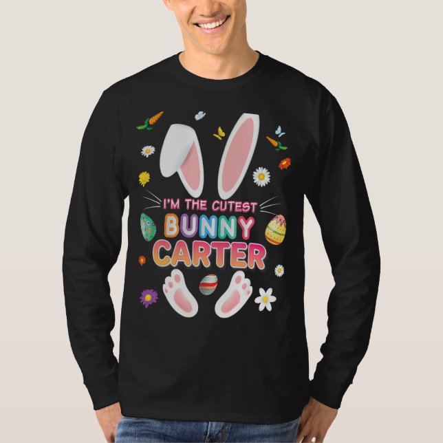 Jag är Carter Bunny Påsk Day Egg Hunt Teacher L. T Shirt (Framsida)