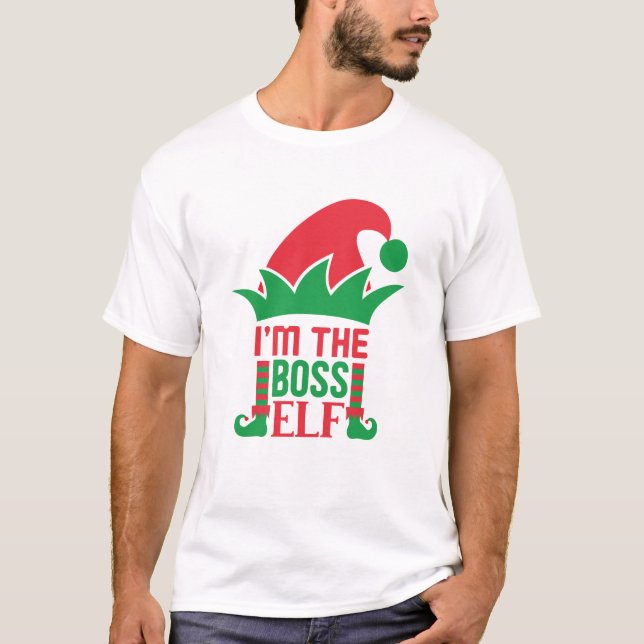 Jag är Chef Elf Funny Elf jul T-Shirt (Framsida)