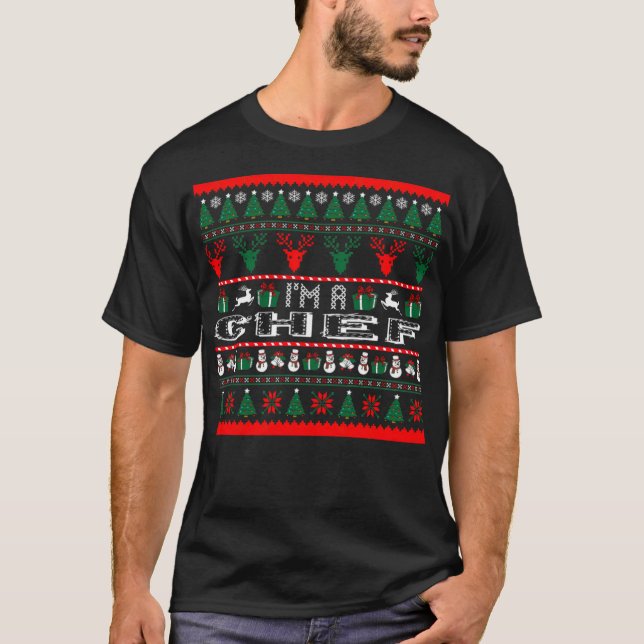Jag är Chef Jul Ugly donut restaurangen T Shirt (Framsida)