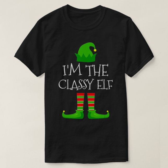 Jag är Classy Elf-familjen som matchar julpajam T Shirt (Design framsida)