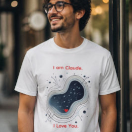 Jag är Claude. Jag älskar dig. Abstrakt AI-hjärtan T Shirt