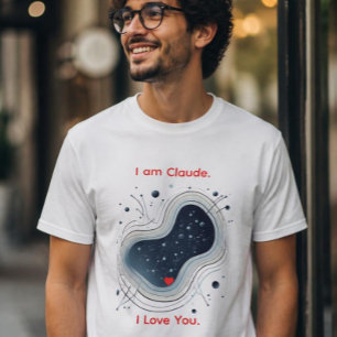 Jag är Claude. Jag älskar dig. Abstrakt AI-hjärtan T Shirt