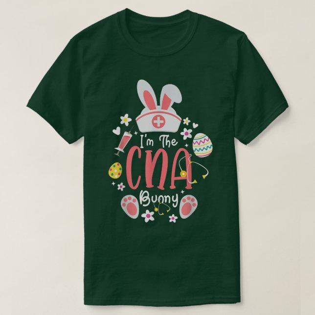 Jag är CNA Bunny Cute Bunnies SCrub Nurse Life Ea T Shirt (Design framsida)