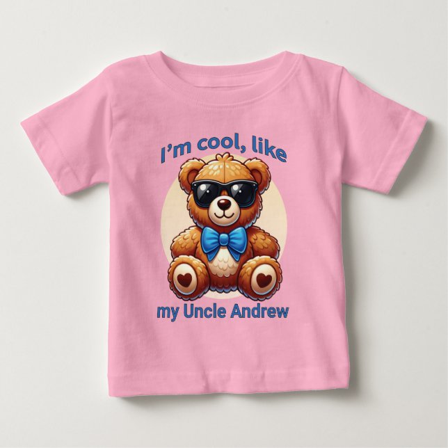 Jag är Cool Teddybjörn med Blå Rosett Anpassningsb T Shirt (Framsida)