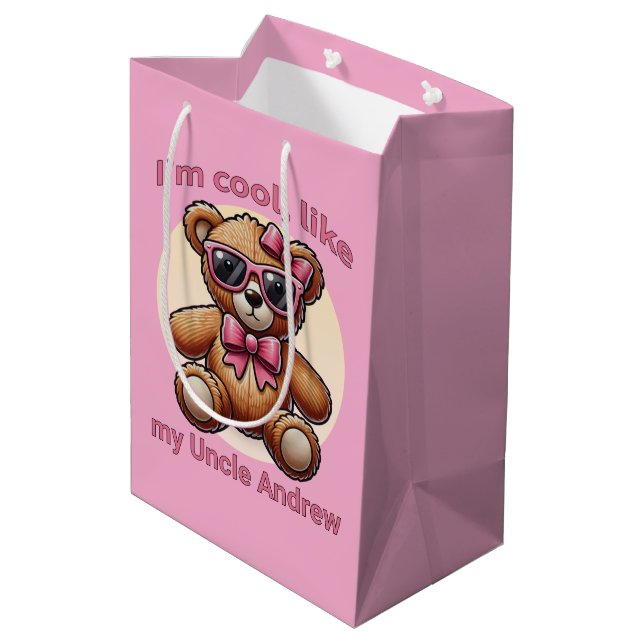 Jag är Cool Teddybjörn med Rosa Rosett Anpassnings (Baksidan Vinklad)