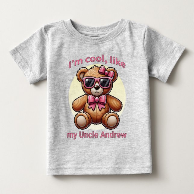 Jag är Cool Teddybjörn med Rosa Rosett Anpassnings T Shirt (Framsida)