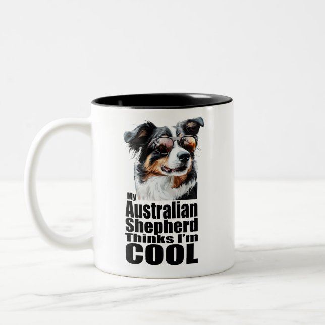 Jag är Coola Australian shepherd Två-Tonad Mugg (Vänster)