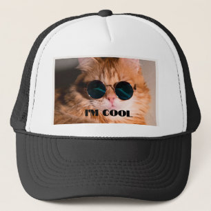 Jag är Coola Katt med klämmor av glas Keps