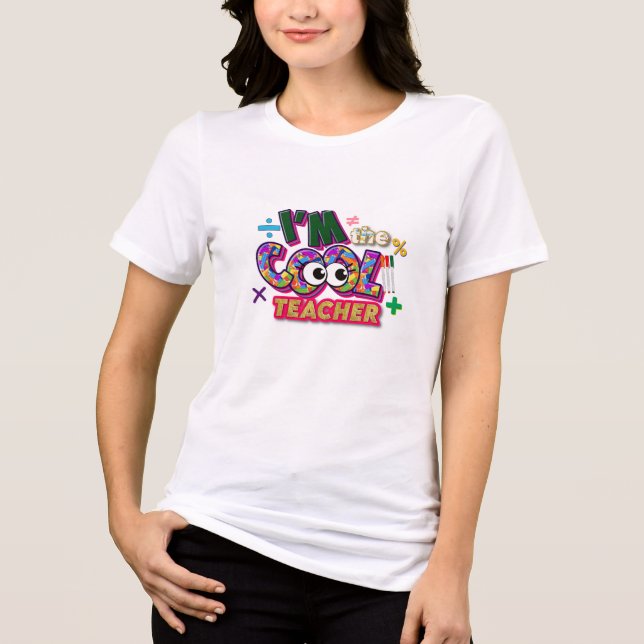 Jag är Coola Lärare T-Shirt | POP 3D fet text Ef (Framsida)